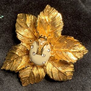 St. John Gold Brooch With Enamel Ladybug Vintage